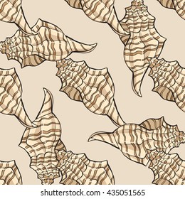 hand-drawn vector sketch of seashell  pattern