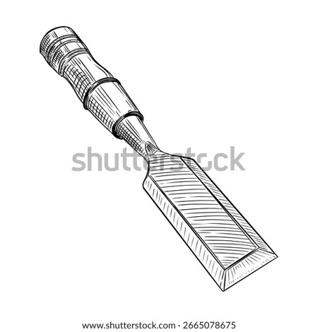 Hand-drawn vector sketch of a woodworking chisel tool