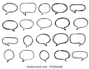 Hand-drawn vector speech bubbles sketchy doodle set design