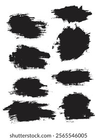 Hand-drawn vector splatter black color brush strokes frame illustration