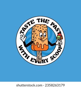 Hand-drawn vector of sweet food and ice cream retro vintage mascot
