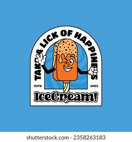 Hand-drawn vector of sweet food and ice cream retro vintage mascot