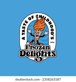 Hand-drawn vector of sweet food and ice cream retro vintage mascot