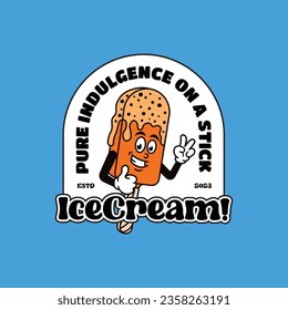 Hand-drawn vector of sweet food and ice cream retro vintage mascot