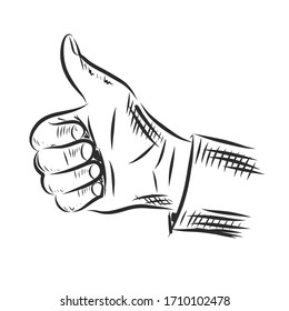 Hand-drawn vector symbol thumb like.