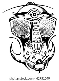 Hand-drawn vector Unreal HEAD