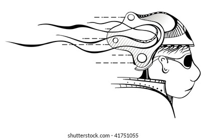 Hand-drawn vector Unreal HEAD