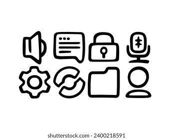 Handdrawn vector user interface icons