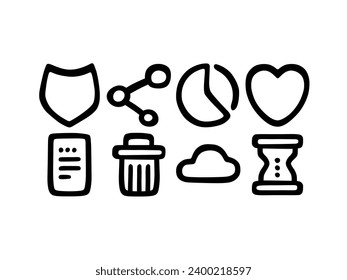 Handdrawn vector user interface icons
