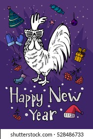 hand-drawn vector vintage hipster style rooster .vector illustration for your project
