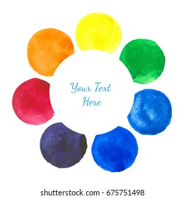 Hand-drawn vector watercolor stains rainbow