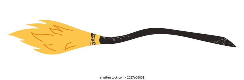 Hand-drawn vector witch broom. Halloween concept.