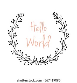 Hand-drawn vector wreath, laurel. Decorative elements. Invitation cards design, greetings.