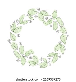 Hand-drawn vector wreath with leaves
