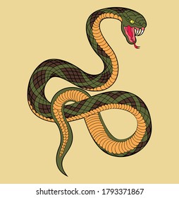 A hand-drawn and vectorized illustration of a snake.