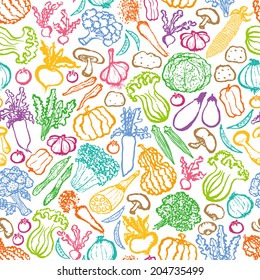 hand-drawn vegetables background.