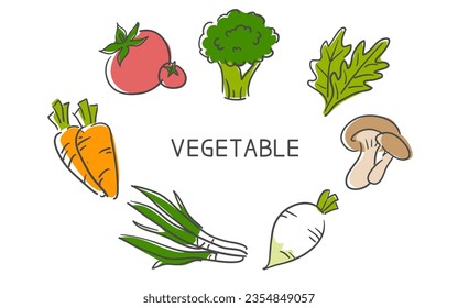 Hand-drawn of vegetables collection. doodle style.