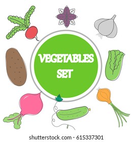 Hand-drawn vegetables, vegetable set is suitable for background