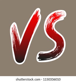 Hand-Drawn Versus Sign on the Gray Background