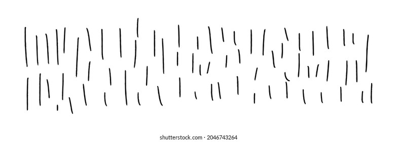 Ataques de doodle verticales dibujados a mano. Textura de fondo horizontal aislada en blanco. Ilustración vectorial de un elemento gráfico negro.