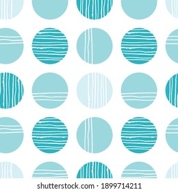 vertical y horizontal dibujada a mano sobre grandes círculos azules. Resumen de patrones sin fisuras para papel de pared, papel de envoltura, textil, diseño de superficie