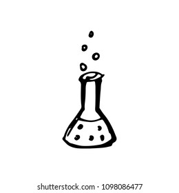 Handdrawn vial doodle icon. Hand drawn black sketch. Sign symbol. Decoration element. White background. Isolated. Flat design. Vector illustration.