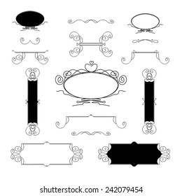 Hand-drawn vintage calligraphic  design elements set vector. Useful for wedding invitations, greatings cards etc.