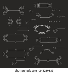 Hand-drawn vintage calligraphic  design elements set vector. Useful for wedding invitations, greatings cards etc.
