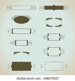 Hand-drawn vintage calligraphic  design elements set vector. Useful for wedding invitations, greatings cards etc.