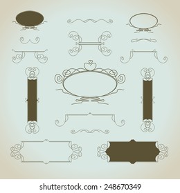 Hand-drawn vintage calligraphic  design elements set vector. Useful for wedding invitations, greatings cards etc.