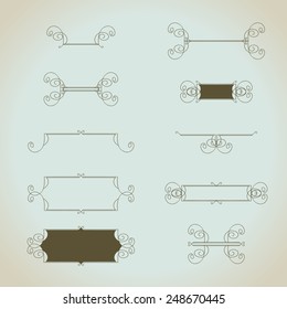 Hand-drawn vintage calligraphic  design elements set vector. Useful for wedding invitations, greatings cards etc.