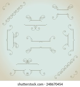 Hand-drawn vintage calligraphic  design elements set vector. Useful for wedding invitations, greatings cards etc.