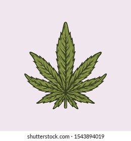 Handdrawn vintage cannabis vector illustration