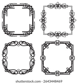 Hand-Drawn Vintage Decorative Floral Border Vector Set Packs
