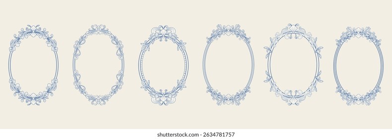 Conjunto de quadros elegantes vintage desenhado à mão. Projetado para cartões de convite de aniversário ou casamento. Ilustração vetorial