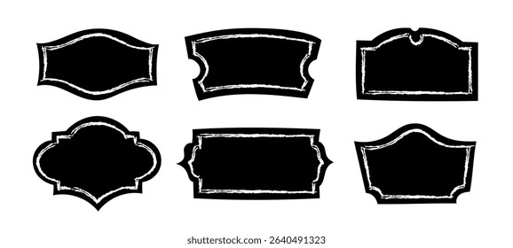 Hand-drawn Vintage Labels and Frames set, Vintage Banner, Scribble Ornamental badge and Borders, decorative elements vector illustration