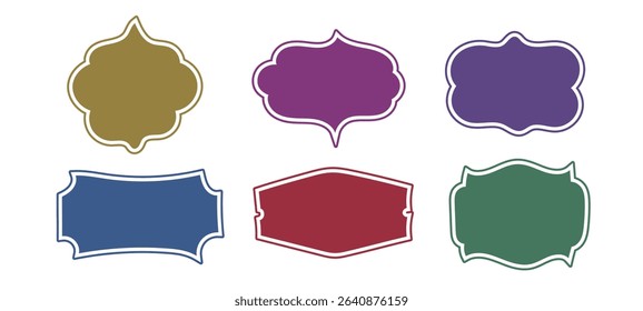 Hand-drawn Vintage Labels and Frames set, Color Vintage Banner, Ornamental badge and Borders, decorative elements vector illustration