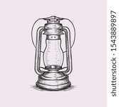 Handdrawn vintage lantern vector illustration