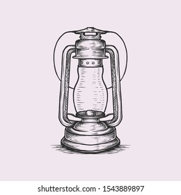 Handdrawn vintage lantern vector illustration