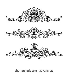hand-drawn vintage monogram vector set