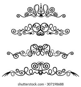 hand-drawn vintage monogram vector set