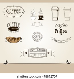 hand-drawn vintage retro coffee labels