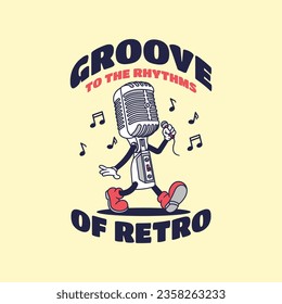 Hand-drawn vintage and retro mascot for music industry