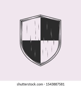 Handdrawn vintage shield crest template vector illustration