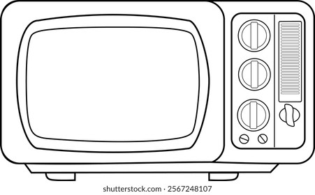 Hand-drawn vintage television vector illustration coloring page. every item drawn on the different layer with the proper naming convention