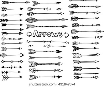 Hand-drawn Vintage Tribal Vector Arrows Set