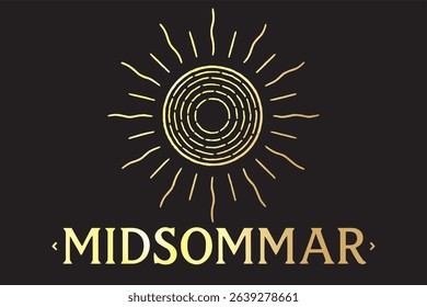 A hand-drawn vintage-style clipart of sun, dedicated to the Midsummer celebration.