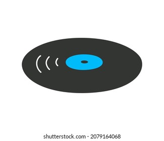 Handgezeichneter Vinyl-Rekord einzeln auf Weiß.