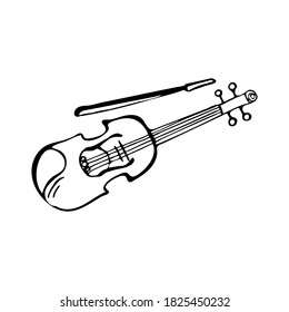 Hand-drawn violin. Illustration on white background. Vector.