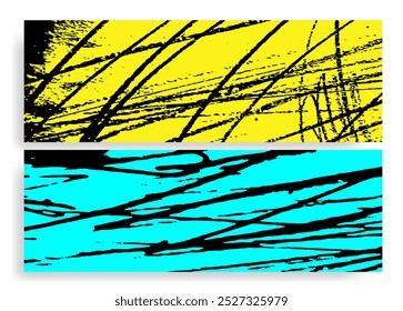 Hand-Drawn Vivid Color Scribbles  on   Paper Background Vector Illustration Banners Set 